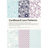 Block aus Karton mit Spitzen-Muster, A6, Blatt 104x146 mm, 200 g, Blau, Hellblau, Dunkelblau, Flieder, 24 Stk/ 1 Pck