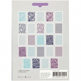Block aus Karton mit Spitzen-Muster, A6, Blatt 104x146 mm, 200 g, Blau, Hellblau, Dunkelblau, Flieder, 24 Stk/ 1 Pck