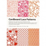 Block aus Karton mit Spitzen-Muster, A6, Blatt 104x146 mm, 200 g, Orange, Pink, Rot, Rosa, 24 Stk/ 1 Pck
