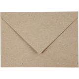 Recycelter Kuvert, Umschlaggröße 11,5x16 cm, 120 g, Natur, 50 Stk/ 1 Pck