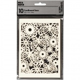 Karton mit Spitze, Blatt 10,5x15 cm, 200 g, Naturweiß, 10 Stk/ 1 Pck