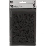 Karton mit Spitze, Blatt 10,5x15 cm, 200 g, Schwarz, 10 Stk/ 1 Pck