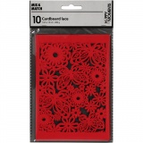 Karton mit Spitze, Blatt 10,5x15 cm, 200 g, Rot, 10 Stk/ 1 Pck