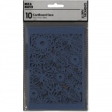 Karton mit Spitze, Blatt 10,5x15 cm, 200 g, Blau, 10 Stk/ 1 Pck