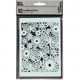 Karton mit Spitze, Blatt 10,5x15 cm, 200 g, Hellblau, 10 Stk/ 1 Pck
