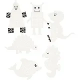Stickkarton, Tiere & Roboter, H 8-13 cm, B 8-13 cm, Weiß, 6x3 Stk/ 1 Pck