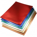 Metallic-Folienkarton, A4, Blatt 210x297 mm, 280 g, Sortierte Farben, 30 Bl. sort./ 1 Pck