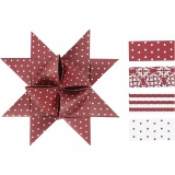Papierstreifen für Fröbelsterne, L 44+78 cm, B 15+25 mm, D 6,5+11,5 cm, Rot, Weiß, 60 Streifen/ 1 Pck