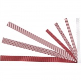 Papierstreifen für Fröbelsterne, L 44+78 cm, B 15+25 mm, D 6,5+11,5 cm, Rot, Weiß, 60 Streifen/ 1 Pck