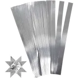 Papierstreifen für Sterne, L 45 cm, D 4,5 cm, B 10 mm, Silber, 100 Streifen/ 1 Pck