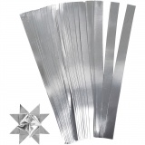 Papierstreifen für Sterne, L 45 cm, D 4,5 cm, B 10 mm, Silber, 100 Streifen/ 1 Pck