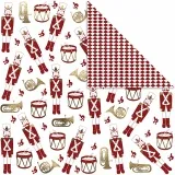 Design-Papier, Nussknacker, 180 g, Gold, Rot, Weiß, 3 Bl./ 1 Pck