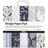 Design-Papier im Block, Blatt 15,2x15,2 cm, 120 g, Blau, Grau, 50 Bl./ 1 Pck