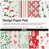 Design-Papier im Block, Blatt 15,2x15,2 cm, 120 g, Grün, Rot, Weiß, 50 Bl./ 1 Pck