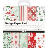 Design-Papier im Block, Blatt 15,2x15,2 cm, 120 g, Grün, Rot, Weiß, 50 Bl./ 1 Pck