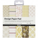 Design-Papier im Block, Blatt 15,2x15,2 cm, 120 g, Grün, Rosa, 50 Bl./ 1 Pck