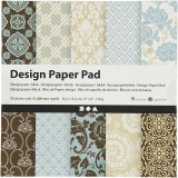 Design-Papier im Block, Blatt 15,2x15,2 cm, 120 g, Hellblau, Braun, 50 Bl./ 1 Pck