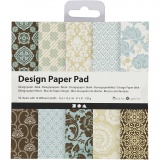 Design-Papier im Block, Blatt 15,2x15,2 cm, 120 g, Hellblau, Braun, 50 Bl./ 1 Pck