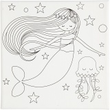 Keilrahmen, bedruckt, Meerjungfrau, Größe 20x20 cm, 280 g, Weiß, 2 Stk/ 1 Pck
