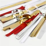 Papierstreifen für Sterne, L 44+78 cm, D 4,5+6,5+11,5 cm, B 10+15+25 mm, Inhalt kann variieren , Gold, Rot, Silber, Weiß, 5000 Streifen/ 1 Pck