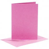 Karten & Kuverts, Kartengröße 10,5x15 cm, Umschlaggröße 11,5x16,5 cm, 110+220 g, Pink, 6 Set/ 1 Pck