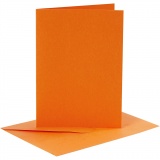 Karten & Kuverts, Kartengröße 10,5x15 cm, Umschlaggröße 11,5x16,5 cm, 110+220 g, Orange, 6 Set/ 1 Pck