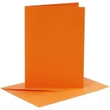 Karten & Kuverts, Kartengröße 10,5x15 cm, Umschlaggröße 11,5x16,5 cm, 110+220, Orange, 6 Set/ 1 Pck
