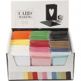 Karten & Kuverts im Set mit Display, Kartengröße 10,5x15 cm, Umschlaggröße 11,5x16,5 cm, Sortierte Farben, 12x10 Pck/ 1 Pck