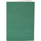 Karten & Kuverts, Kartengröße 10,5x15 cm, Umschlaggröße 11,5x16,5 cm, Glitter, 110+250 g, Grün, 4 Set/ 1 Pck