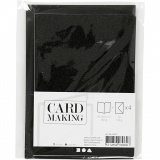 Karten & Kuverts, Kartengröße 10,5x15 cm, Umschlaggröße 11,5x16,5 cm, Glitter, 110+250 g, Schwarz, 4 Set/ 1 Pck