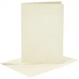 Briefkarte und Briefumschlag, Kartengröße 10,5x15 cm, Umschlaggröße 11,5x16,5 cm, Perlmutt, 120+210 g, Naturweiß, 4 Set/ 1 Pck