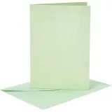 Briefkarte und Briefumschlag, Kartengröße 10,5x15 cm, Umschlaggröße 11,5x16,5 cm, Perlmutt, 120+210 g, Hellgrün, 4 Set/ 1 Pck