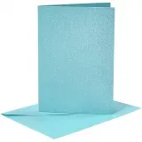Briefkarte und Briefumschlag, Kartengröße 10,5x15 cm, Umschlaggröße 11,5x16,5 cm, Perlmutt, 120+210 g, Blau, 4 Set/ 1 Pck