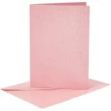 Briefkarte und Briefumschlag, Kartengröße 10,5x15 cm, Umschlaggröße 11,5x16,5 cm, Perlmutt, 120+210 g, Rosa, 4 Set/ 1 Pck