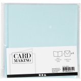 Karten & Kuverts, Kartengröße 15,2x15,2 cm, Umschlaggröße 16x16 cm, 220 g, Hellblau, 4 Set/ 1 Pck