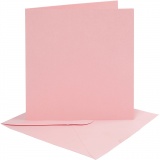 Karten & Kuverts, Kartengröße 15,2x15,2 cm, Umschlaggröße 16x16 cm, 220 g, Rosa, 4 Set/ 1 Pck