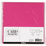 Karten & Kuverts, Kartengröße 15,2x15,2 cm, Umschlaggröße 16x16 cm, 220 g, Pink, 4 Set/ 1 Pck