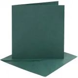 Karten & Kuverts, Kartengröße 15,2x15,2 cm, Umschlaggröße 16x16 cm, 230 g, Dunkelgrün, 4 Set/ 1 Pck