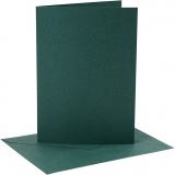 Karten & Kuverts, Kartengröße 12,7x17,8 cm, Umschlaggröße 13,3x18,5 cm, 230 g, Dunkelgrün, 4 Set/ 1 Pck