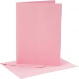 Karten & Kuverts, Kartengröße 12,7x17,8 cm, Umschlaggröße 13,3x18,5 cm, 220 g, Rosa, 4 Set/ 1 Pck