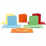 Karten & Kuverts, Kartengröße 15x15 cm, Umschlaggröße 16x16 cm, 110+220 g, Sortierte Farben, 50 Set/ 1 Pck