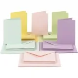 Karten & Kuverts, Kartengröße 10,5x15 cm, Umschlaggröße 11,5x16,5 cm, 110+220, Pastellfarben, 50 Set/ 1 Pck