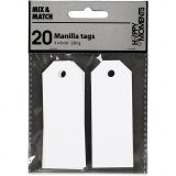 Manila-Anhänger, Größe 3x8 cm, 220 g, Weiß, 20 Stk/ 1 Pck