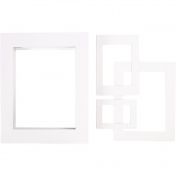 Passepartout-Rahmen, A3,A4,A5,A6, Größe 13,4x18,9+19,7x27,9+28,3x36,6+39,5x49,6 cm, 500 g, Weiß, 4x100 Stk/ 1 Pck