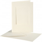 Passepartout-Karten mit Kuvert, Rechteckig, Kartengröße 10,5x15 cm, Umschlaggröße 11,5x16,5 cm, Naturweiß, 10 Set/ 1 Pck