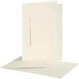 Passepartout-Karten mit Kuverts, Rechteckig, Kartengröße 10,5x15 cm, Umschlaggröße 11,5x16,5 cm, Naturweiß, 10 Set/ 1 Pck