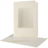 Passepartout-Karten mit Kuvert, Rechteckig, Kartengröße 10,5x15 cm, Umschlaggröße 11,5x16,5 cm, Naturweiß, 10 Set/ 1 Pck