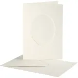Passepartout-Karten mit Kuverts, oval, Kartengröße 10,5x15 cm, Umschlaggröße 11,5x16,5 cm, Naturweiß, 10 Set/ 1 Pck