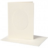 Passepartout-Karten mit Kuvert, oval, Kartengröße 10,5x15 cm, Umschlaggröße 11,5x16,5 cm, Naturweiß, 10 Set/ 1 Pck