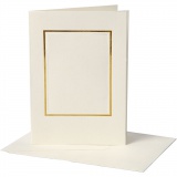 Passepartout-Karten mit Kuvert, Rechteckiger Ausschnitt mit Goldkante, Kartengröße 10,5x15 cm, Umschlaggröße 11,5x16,5 cm, Naturweiß, 10 Set/ 1 Pck